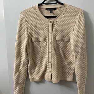 White House Black Market Textured Beige Cardigan